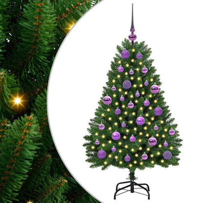 Kunstkerstboom met LED -striplichten Groen 120 cm PVC en Metaal