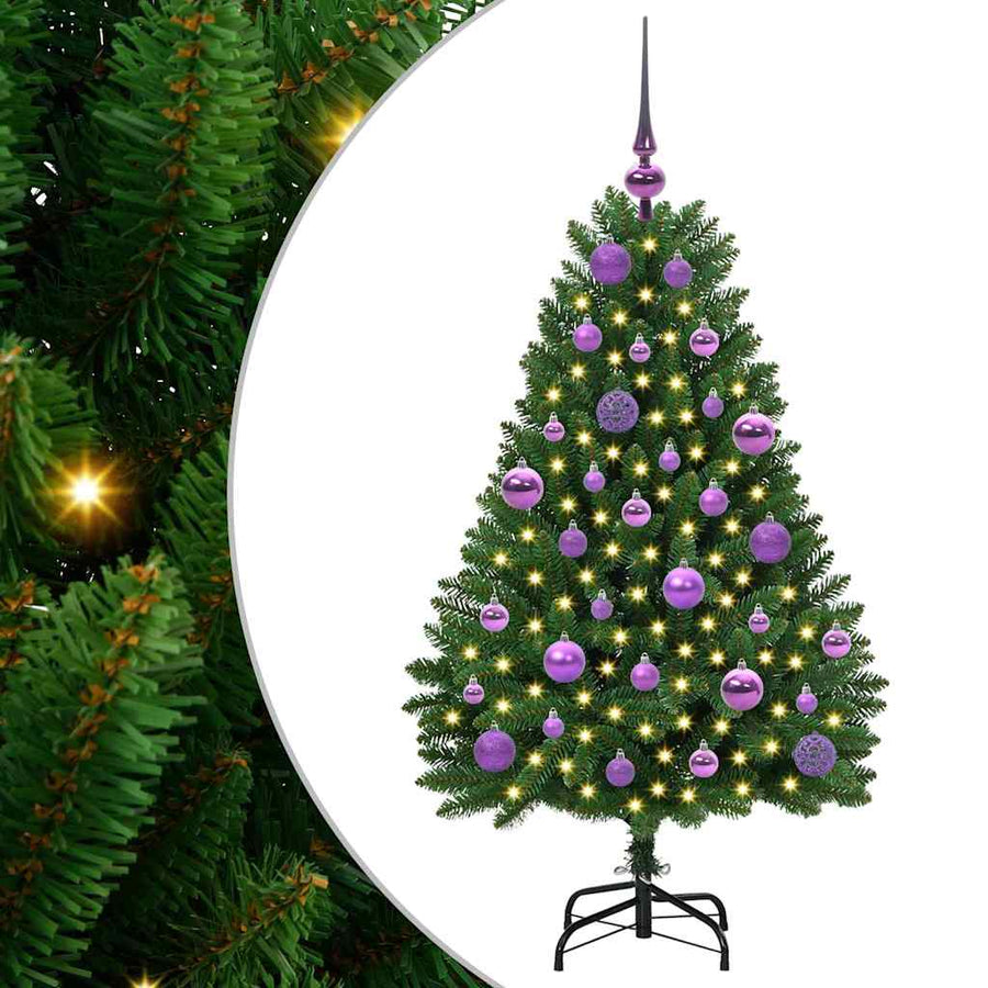 Kunstkerstboom met LED -striplichten Groen 120 cm PVC en Metaal