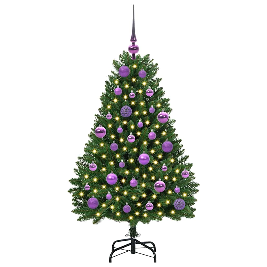 Kunstkerstboom met LED -striplichten Groen 120 cm PVC en Metaal