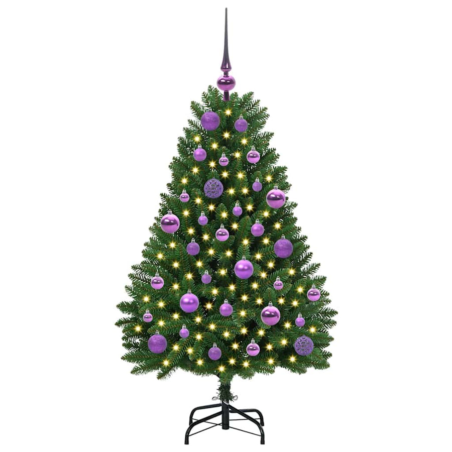 Kunstkerstboom met LED -striplichten Groen 120 cm PVC en Metaal