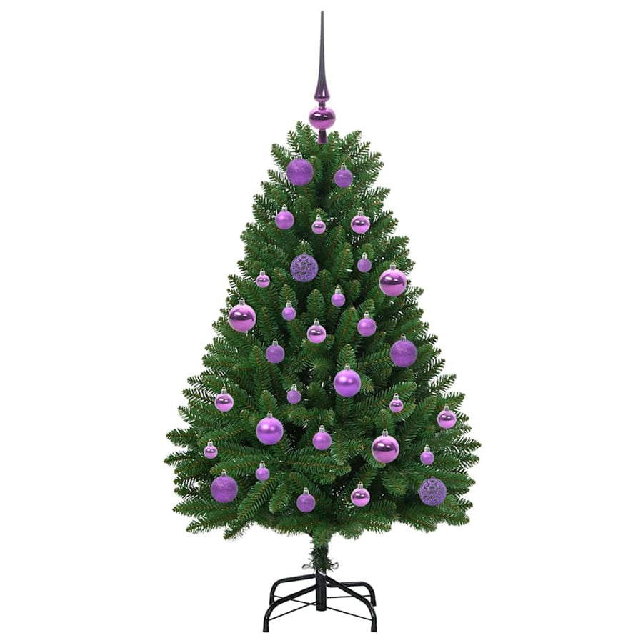Kunstkerstboom met LED -striplichten Groen 120 cm PVC en Metaal