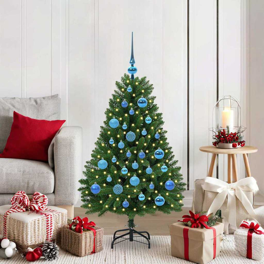Kunstkerstboom met LED -striplichten Groen 120 cm PVC en Metaal