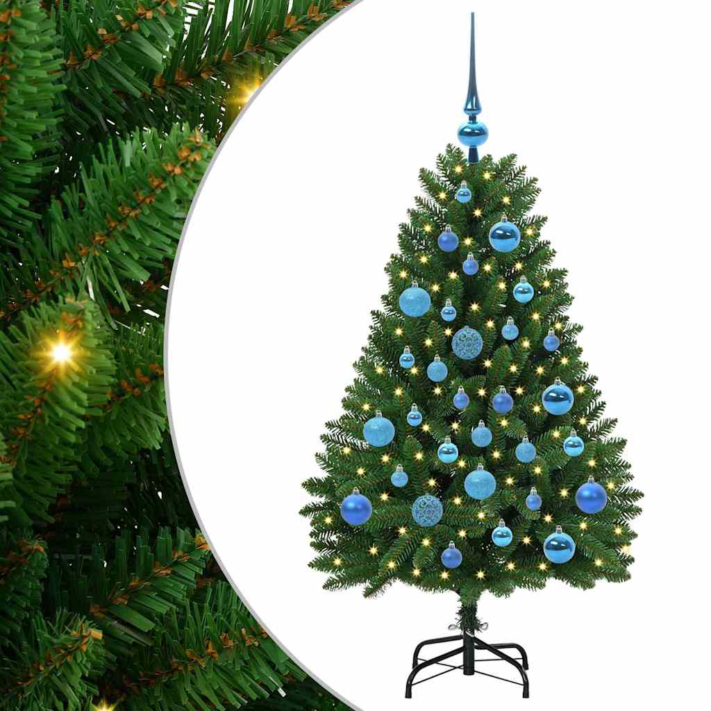 Kunstkerstboom met LED -striplichten Groen 120 cm PVC en Metaal