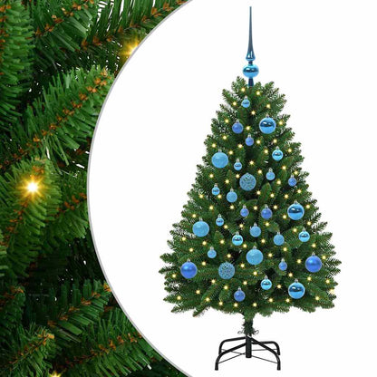 Kunstkerstboom met LED -striplichten Groen 120 cm PVC en Metaal