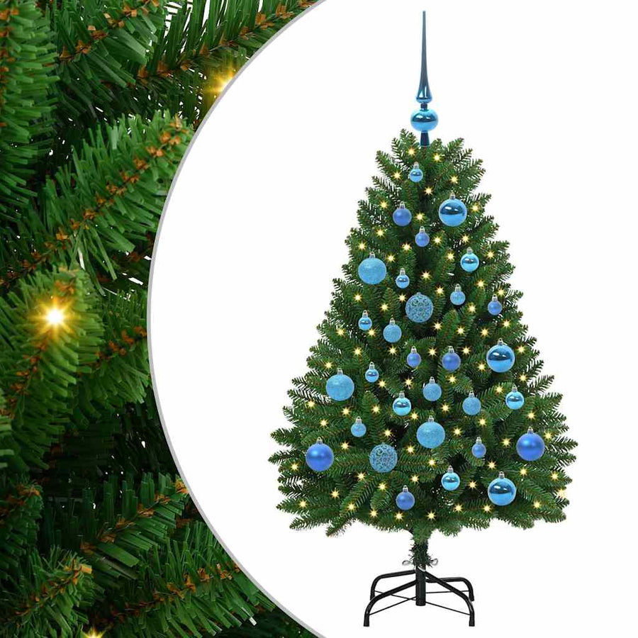 Kunstkerstboom met LED -striplichten Groen 120 cm PVC en Metaal