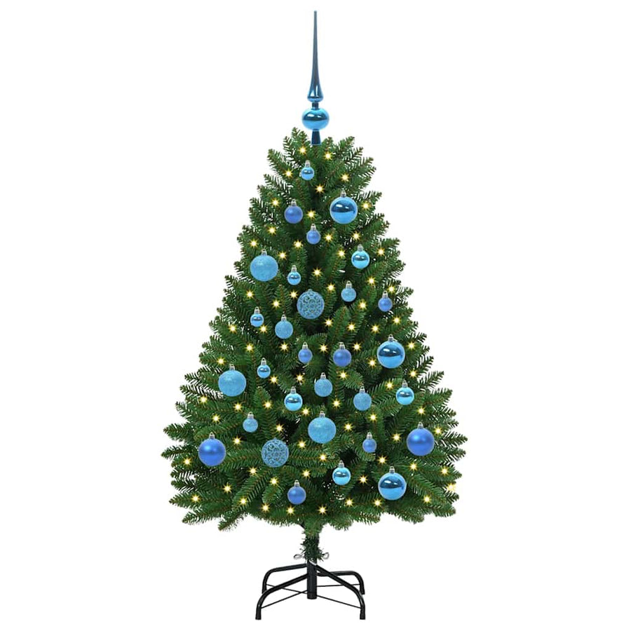 Kunstkerstboom met LED -striplichten Groen 120 cm PVC en Metaal