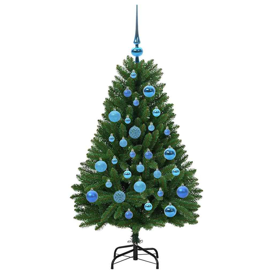 Kunstkerstboom met LED -striplichten Groen 120 cm PVC en Metaal