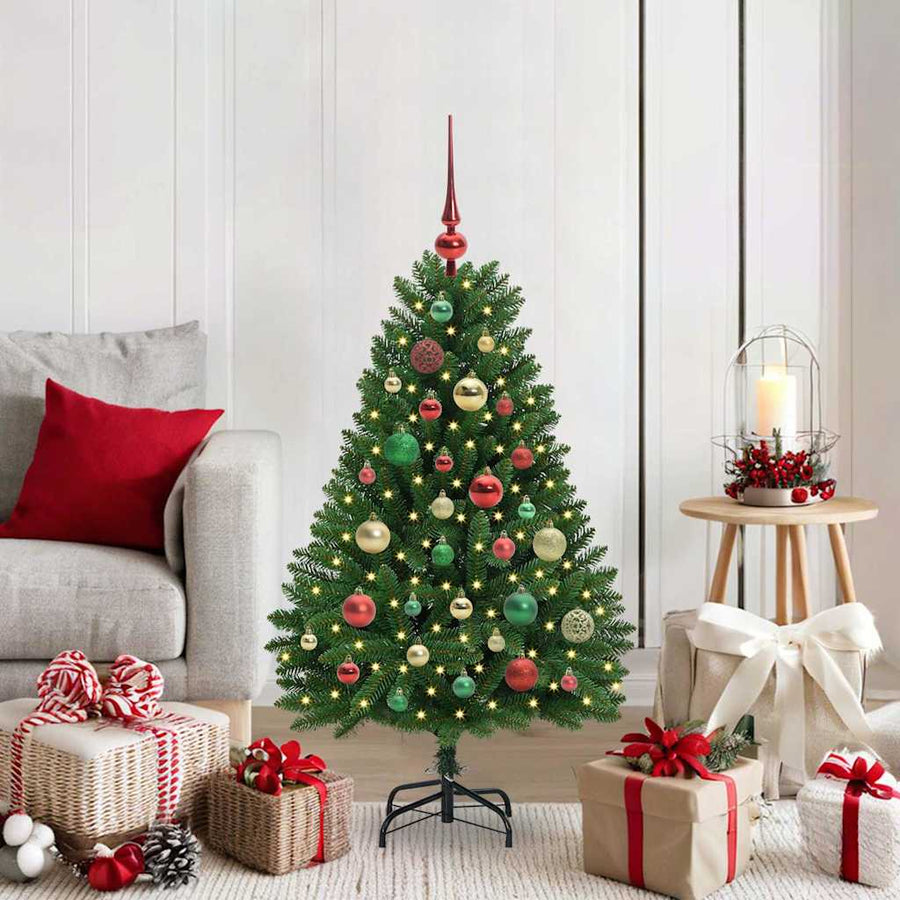 Kunstkerstboom met LED -striplichten Groen 120 cm PVC en Metaal
