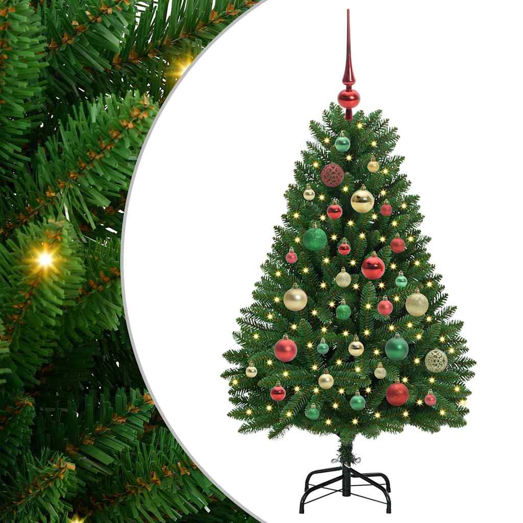Kunstkerstboom met LED -striplichten Groen 120 cm PVC en Metaal
