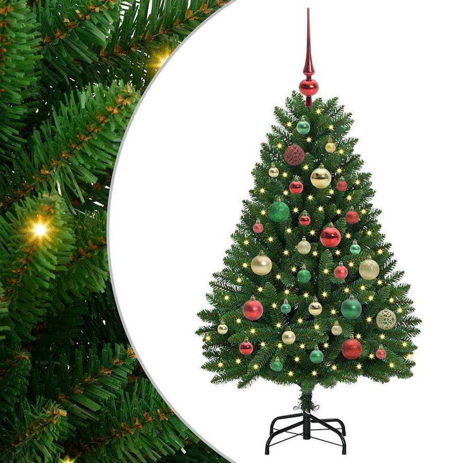 Kunstkerstboom met LED -striplichten Groen 120 cm PVC en Metaal