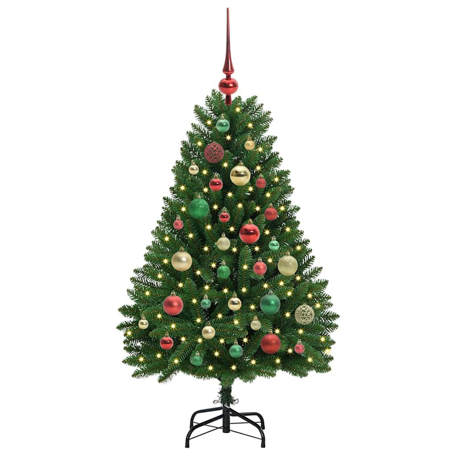 Kunstkerstboom met LED -striplichten Groen 120 cm PVC en Metaal