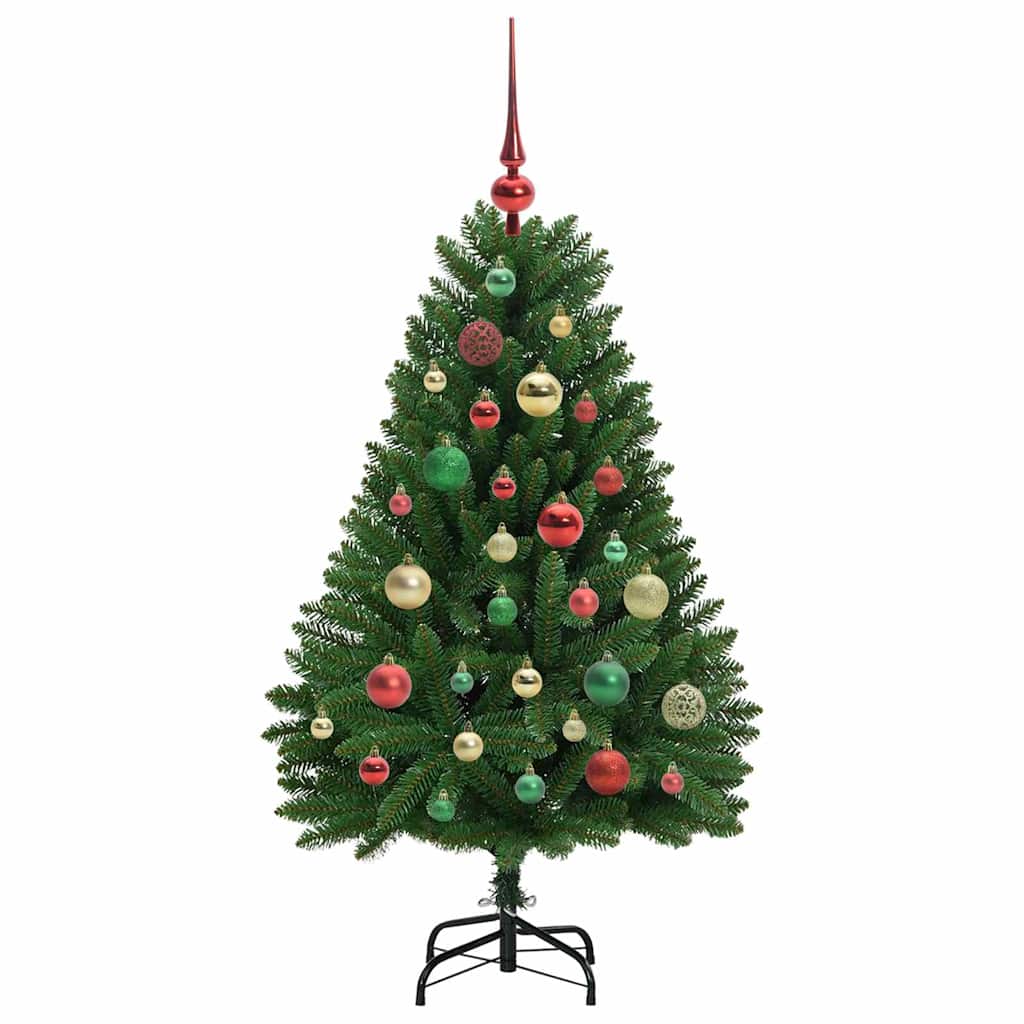 Kunstkerstboom met LED -striplichten Groen 120 cm PVC en Metaal