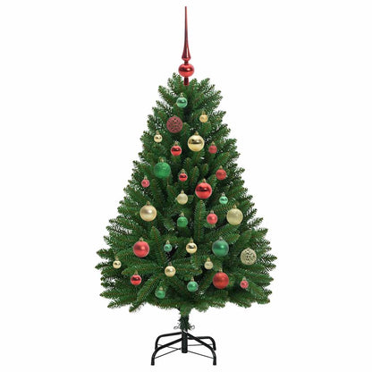Kunstkerstboom met LED -striplichten Groen 120 cm PVC en Metaal