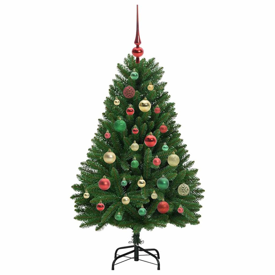 Kunstkerstboom met LED -striplichten Groen 120 cm PVC en Metaal