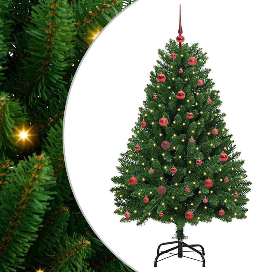 Kunstkerstboom met LED -striplichten Groen 150 cm PVC en Metaal