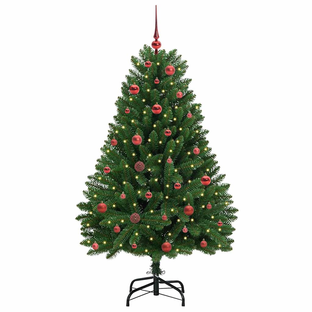 Kunstkerstboom met LED -striplichten Groen 150 cm PVC en Metaal
