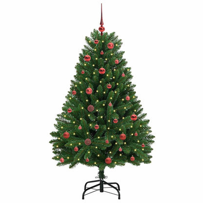 Kunstkerstboom met LED -striplichten Groen 150 cm PVC en Metaal