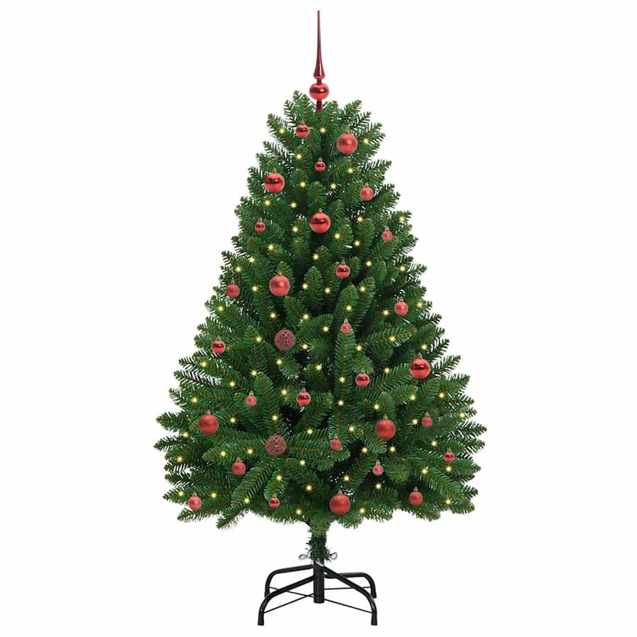 Kunstkerstboom met LED -striplichten Groen 150 cm PVC en Metaal