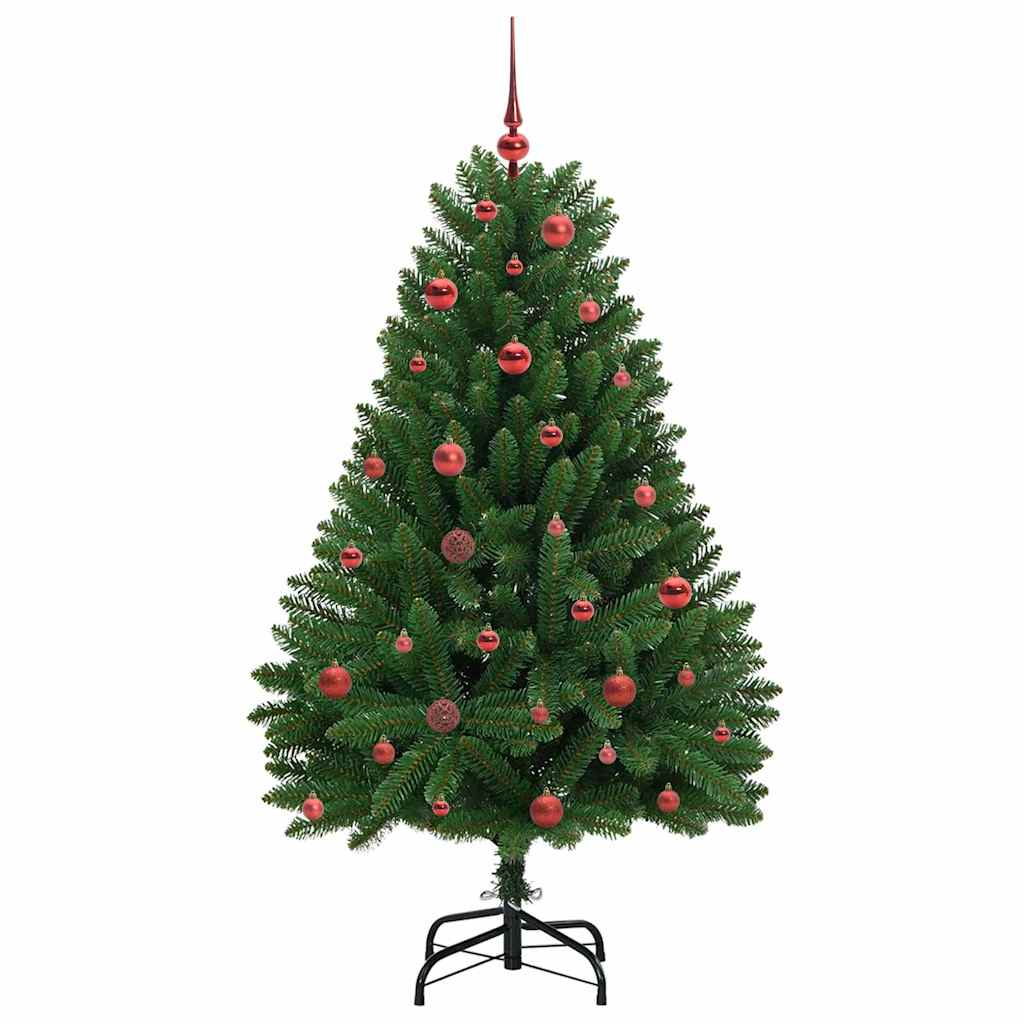 Kunstkerstboom met LED -striplichten Groen 150 cm PVC en Metaal