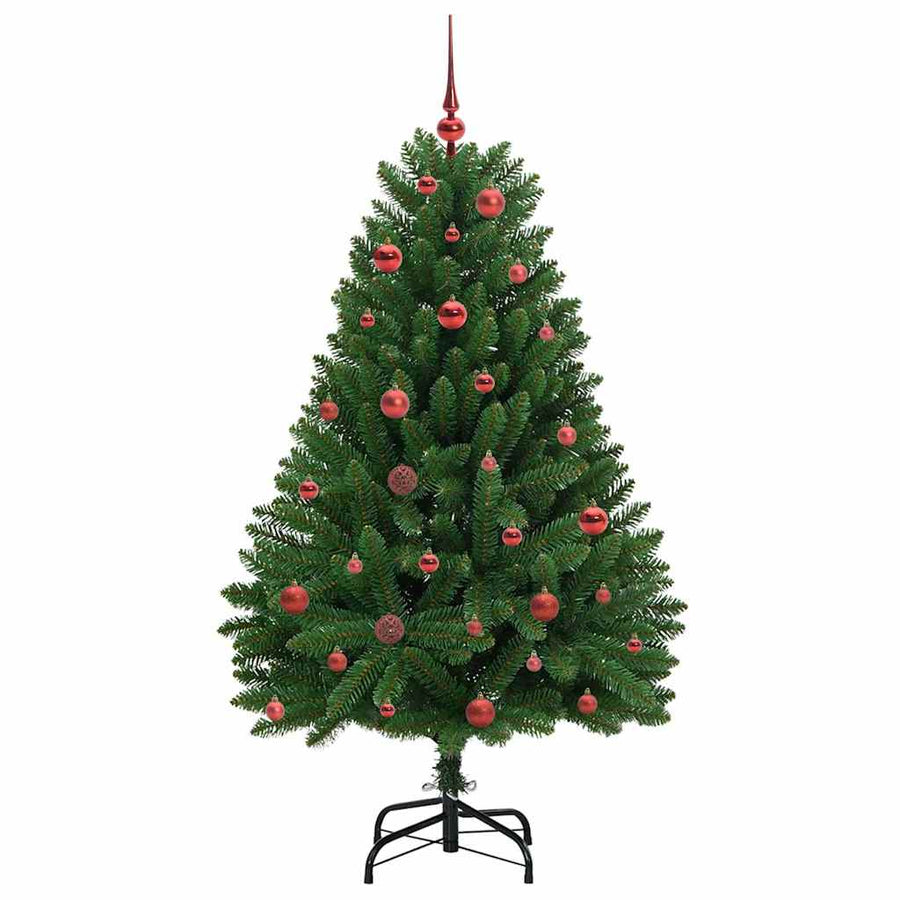 Kunstkerstboom met LED -striplichten Groen 150 cm PVC en Metaal
