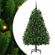 Kunstkerstboom met LED -striplichten Groen 150 cm PVC en Metaal