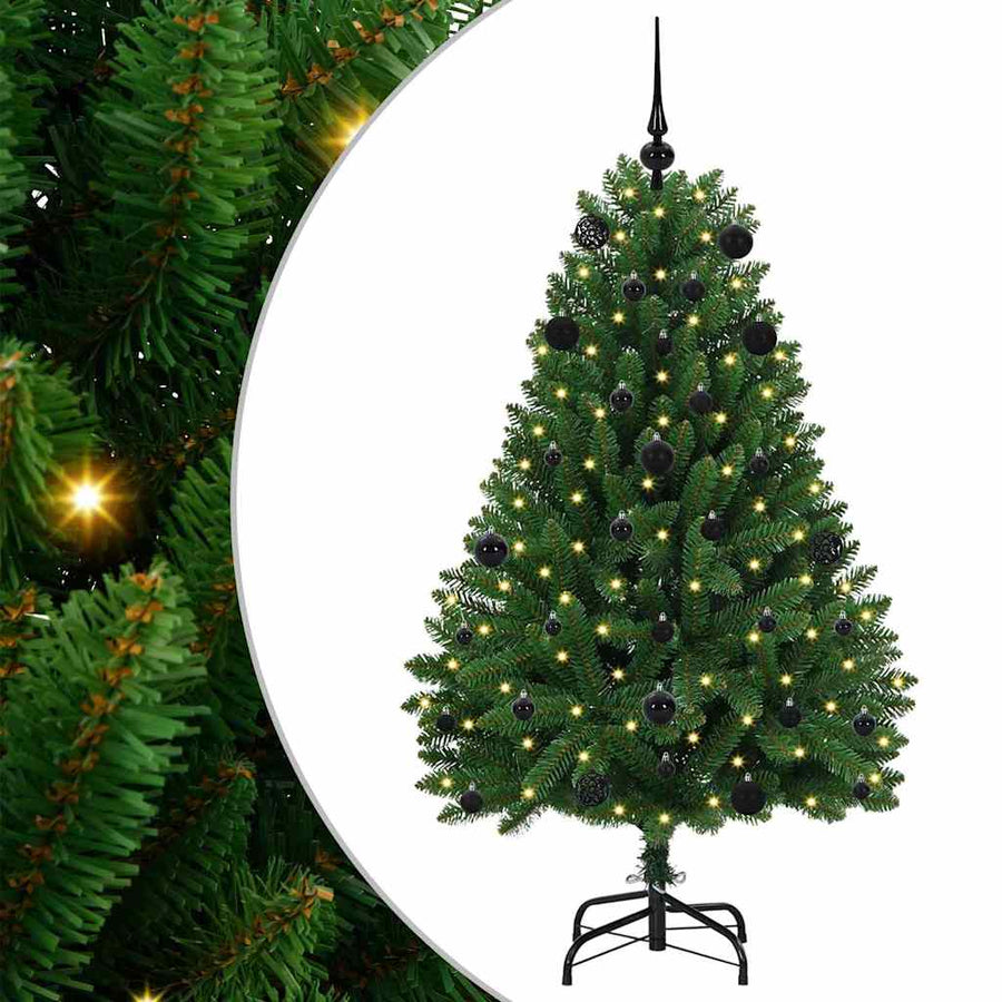 Kunstkerstboom met LED -striplichten Groen 150 cm PVC en Metaal