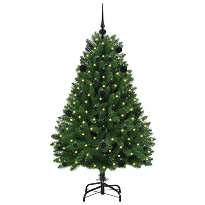 Kunstkerstboom met LED -striplichten Groen 150 cm PVC en Metaal