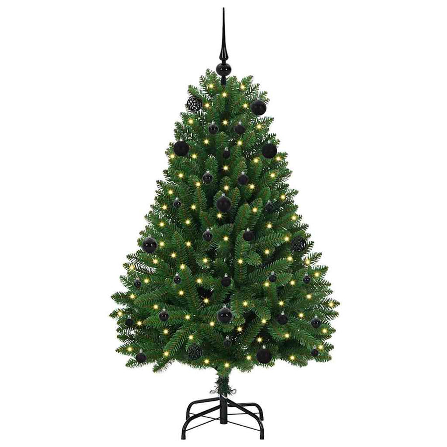 Kunstkerstboom met LED -striplichten Groen 150 cm PVC en Metaal