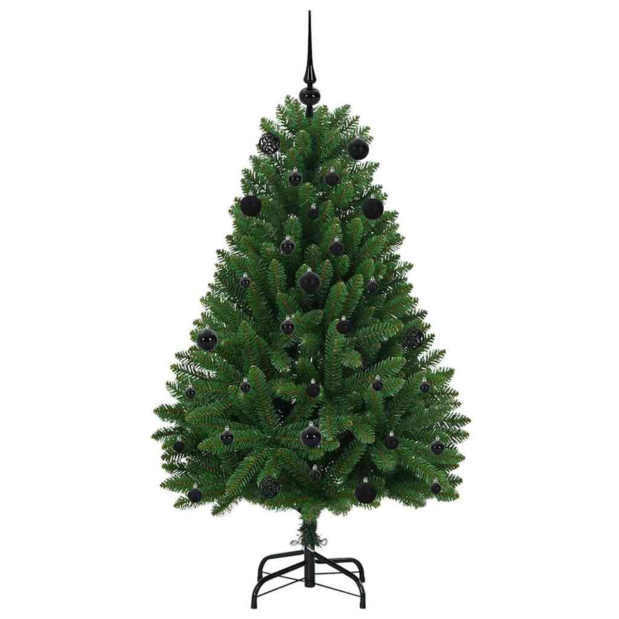 Kunstkerstboom met LED -striplichten Groen 150 cm PVC en Metaal