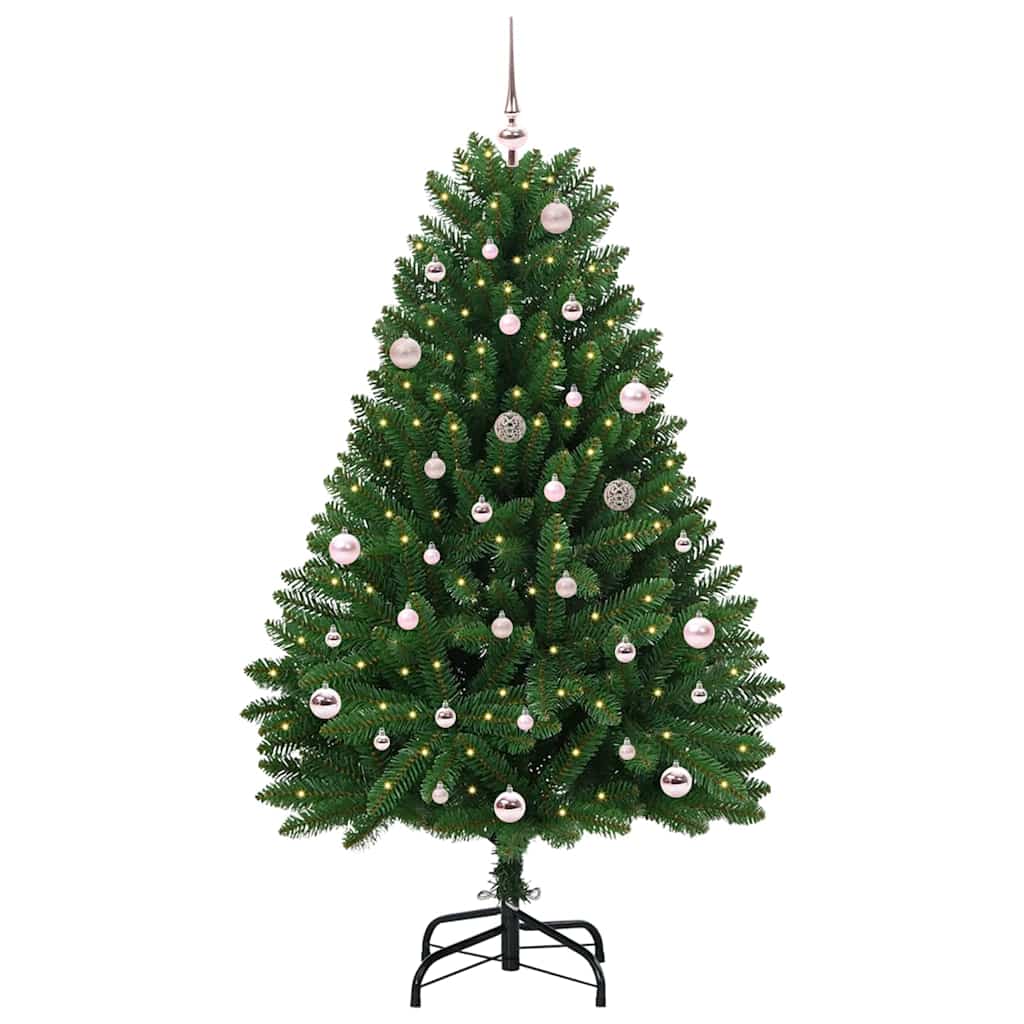 Kunstkerstboom met LED -striplichten Groen 150 cm PVC en Metaal