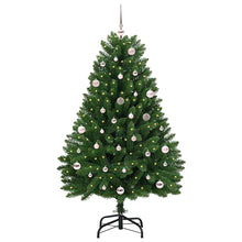 Kunstkerstboom met LED -striplichten Groen 150 cm PVC en Metaal