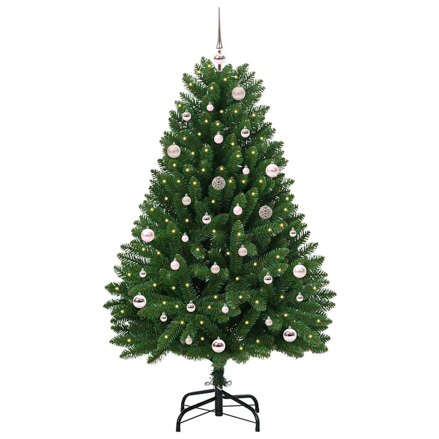 Kunstkerstboom met LED -striplichten Groen 150 cm PVC en Metaal