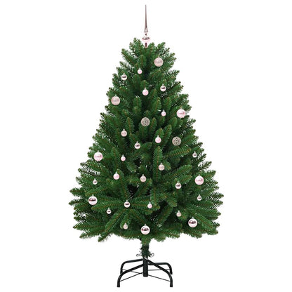 Kunstkerstboom met LED -striplichten Groen 150 cm PVC en Metaal