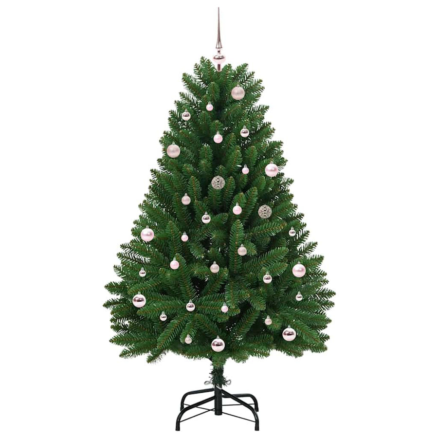 Kunstkerstboom met LED -striplichten Groen 150 cm PVC en Metaal