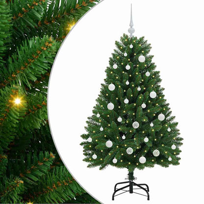 Kunstkerstboom met LED -striplichten Groen 150 cm PVC en Metaal
