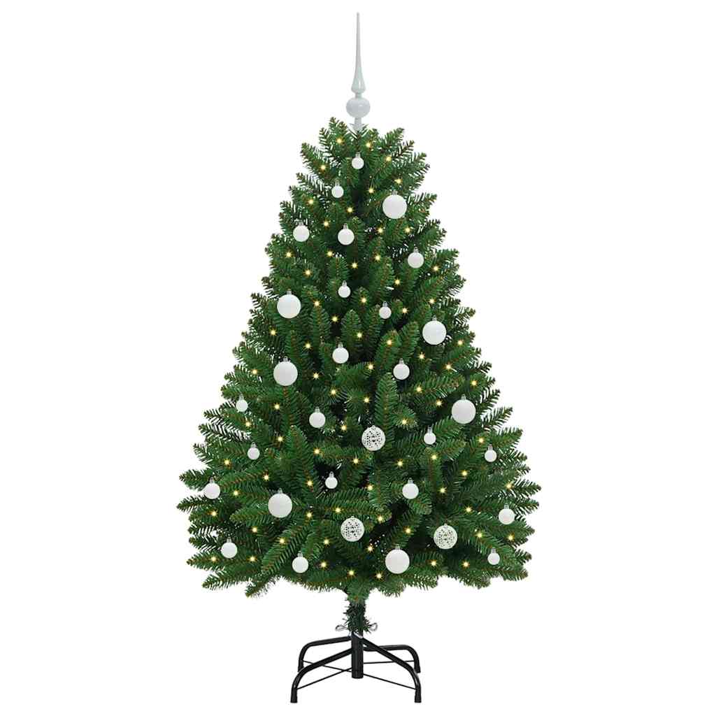 Kunstkerstboom met LED -striplichten Groen 150 cm PVC en Metaal