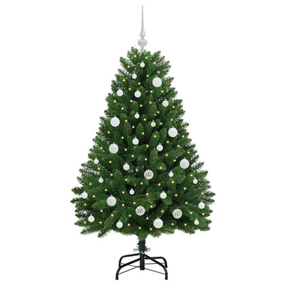 Kunstkerstboom met LED -striplichten Groen 150 cm PVC en Metaal