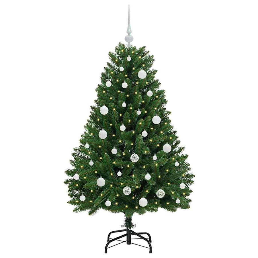 Kunstkerstboom met LED -striplichten Groen 150 cm PVC en Metaal