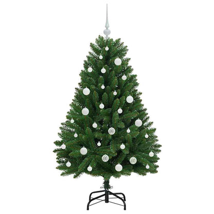 Kunstkerstboom met LED -striplichten Groen 150 cm PVC en Metaal