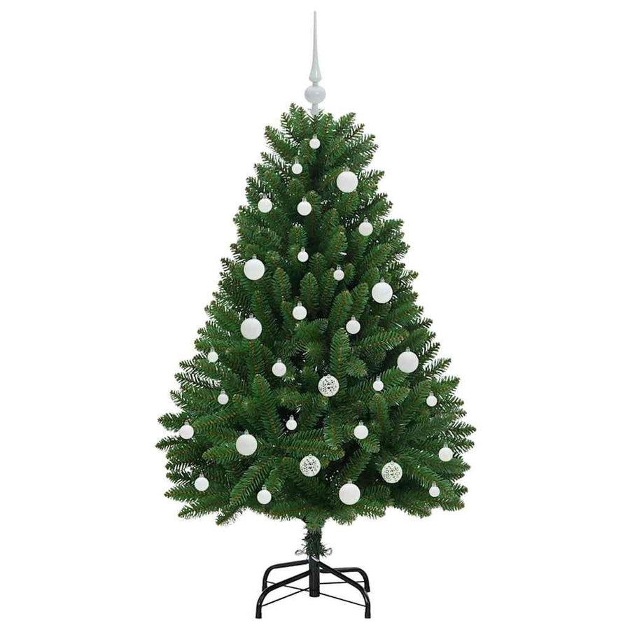 Kunstkerstboom met LED -striplichten Groen 150 cm PVC en Metaal