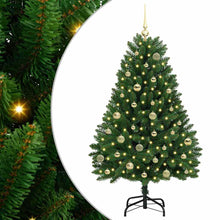 Kunstkerstboom met LED -striplichten Groen 150 cm PVC en Metaal