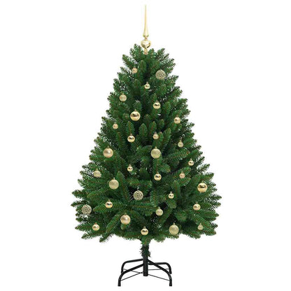 Kunstkerstboom met LED -striplichten Groen 150 cm PVC en Metaal