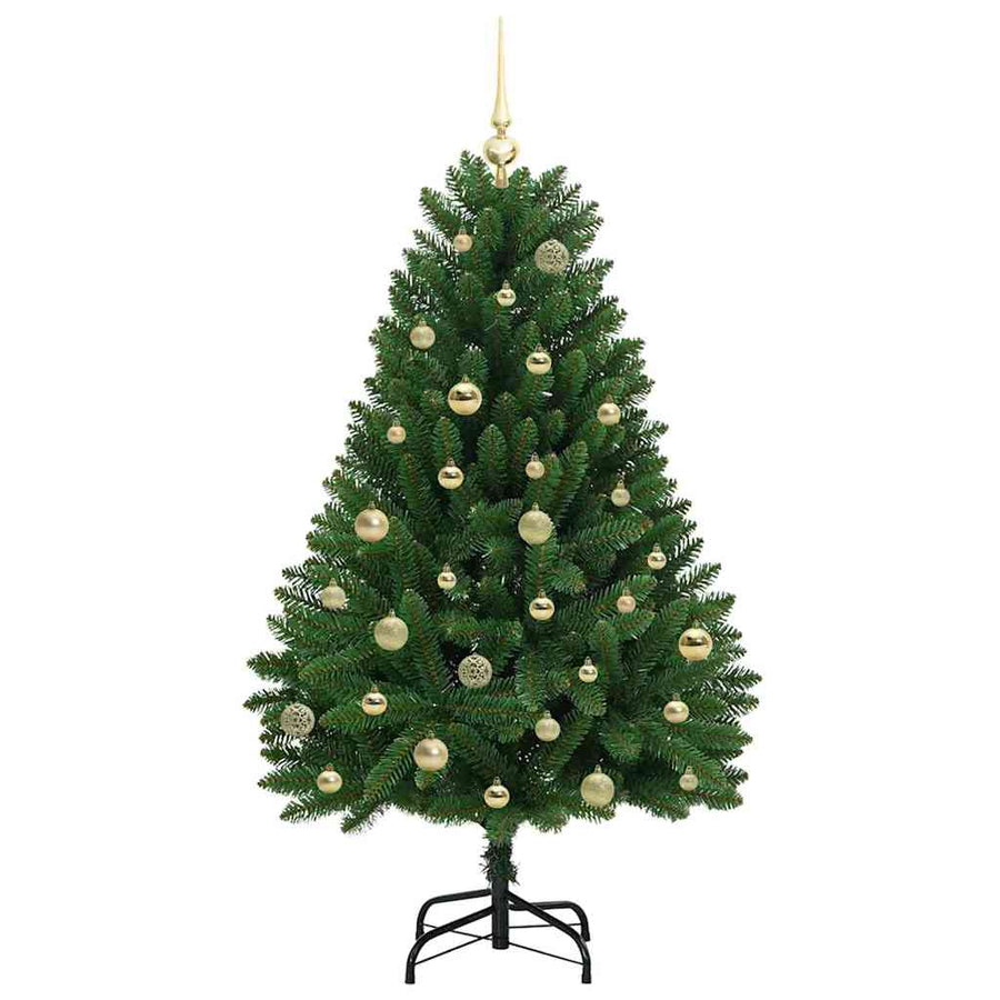 Kunstkerstboom met LED -striplichten Groen 150 cm PVC en Metaal