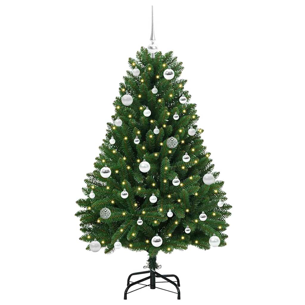Kunstkerstboom met LED -striplichten Groen 150 cm PVC en Metaal