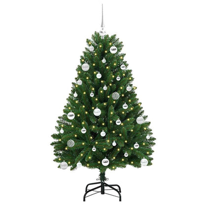 Kunstkerstboom met LED -striplichten Groen 150 cm PVC en Metaal