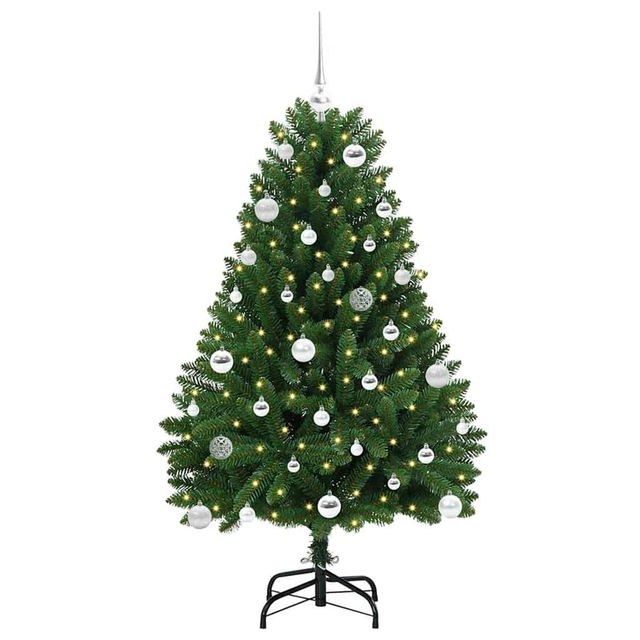 Kunstkerstboom met LED -striplichten Groen 150 cm PVC en Metaal