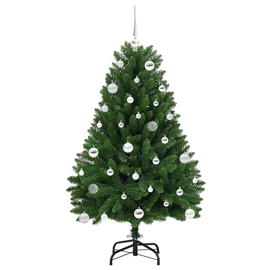 Kunstkerstboom met LED -striplichten Groen 150 cm PVC en Metaal