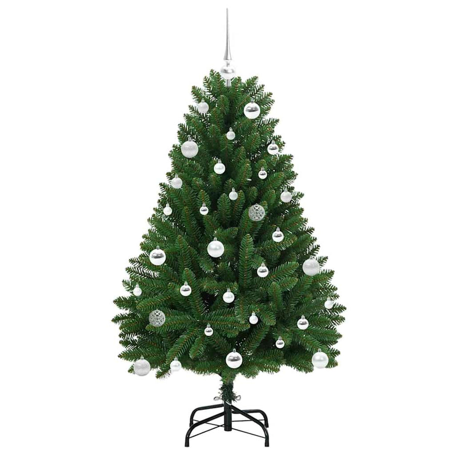 Kunstkerstboom met LED -striplichten Groen 150 cm PVC en Metaal