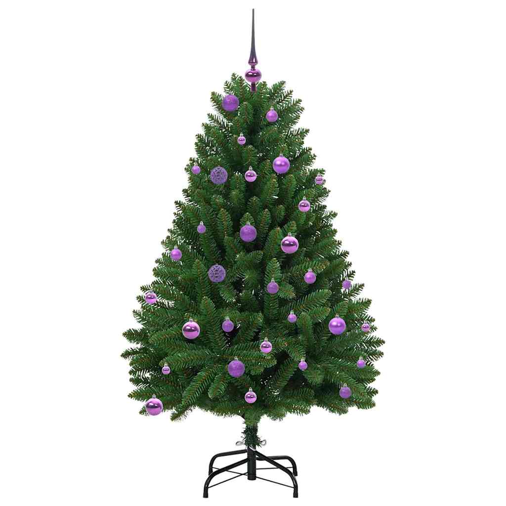 Kunstkerstboom met LED -striplichten Groen 150 cm PVC en Metaal