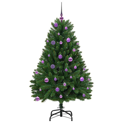 Kunstkerstboom met LED -striplichten Groen 150 cm PVC en Metaal